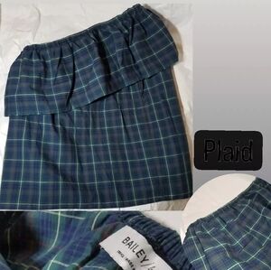 Bailey/44 Sleeveless Plaid Ruffled Tube Tank